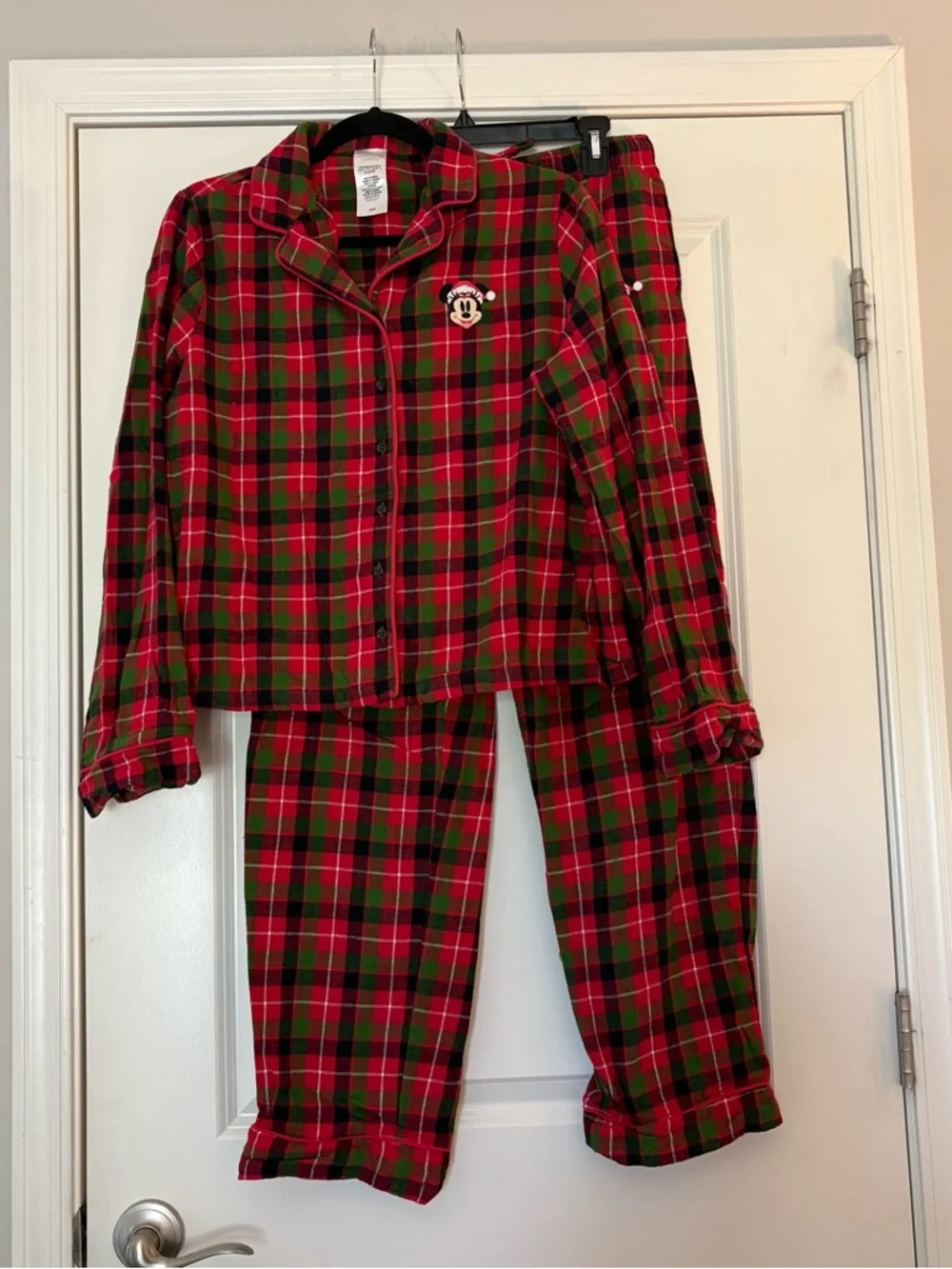 Disney Women’s Red & Green Plaid Minnie Mouse Christmas Pajama Set - Picture 2 of 12